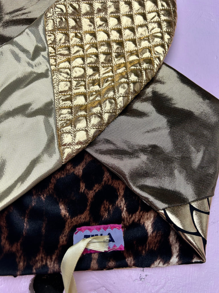 (366) - One Off Sample- Gold and Leopard Headband