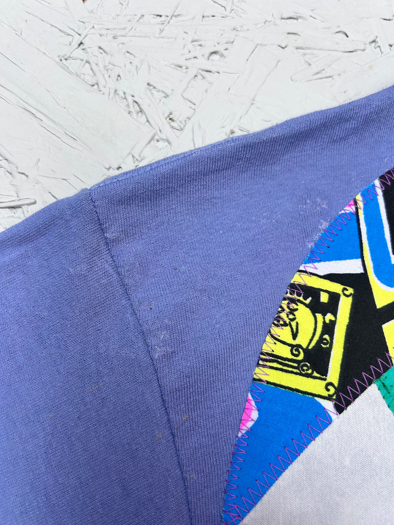2nd - Sample Size XL - 'Look Out' Oversized Longer Length Tee - Lavender with 90s Neon Print