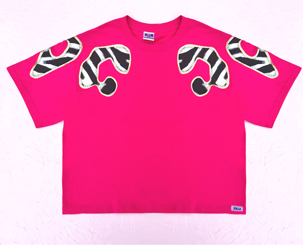 Bonnie Oversized Tee - Zebra and Gold on Hot Pink - just size L left