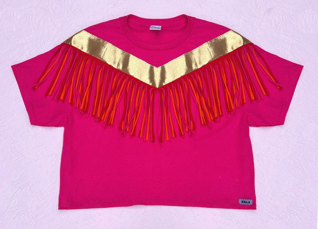 Glow - Fringed Oversized Tee - Hot Pink - Just M left