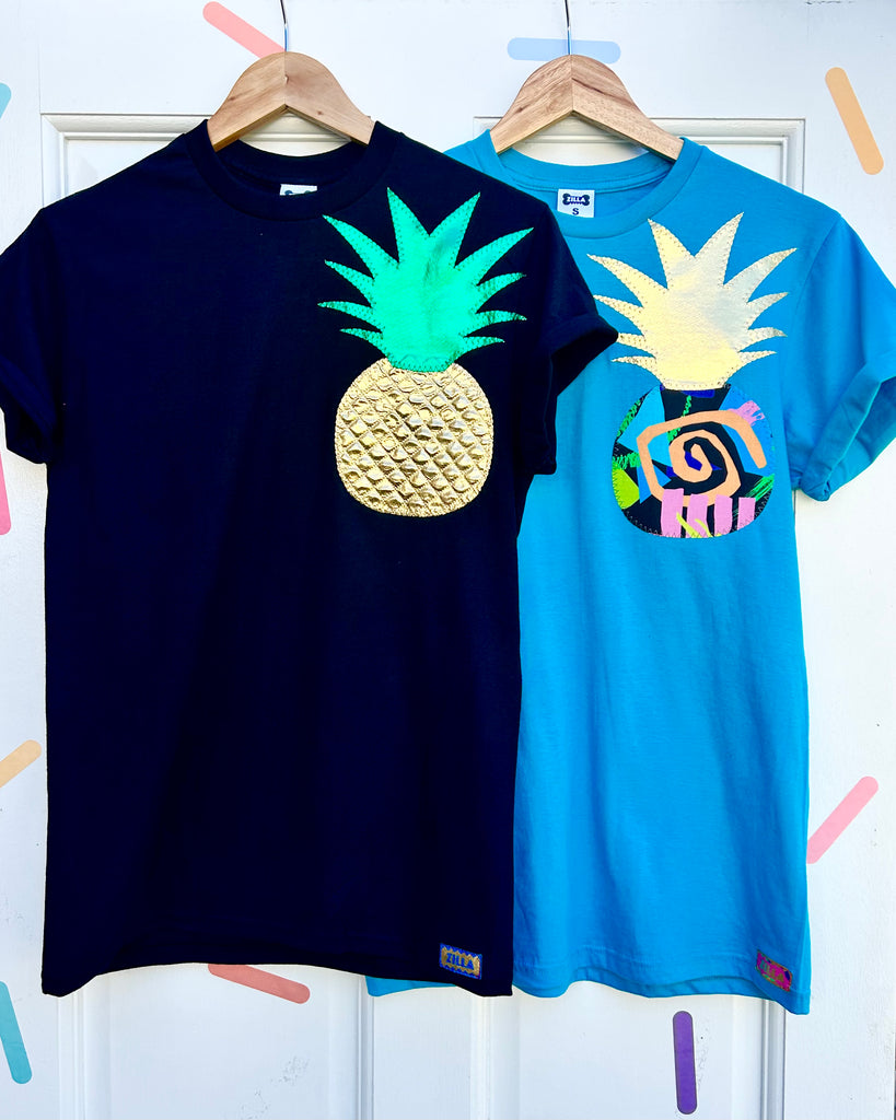 Totally tropical Tee - Unisex fit with left chest - black / gold / green