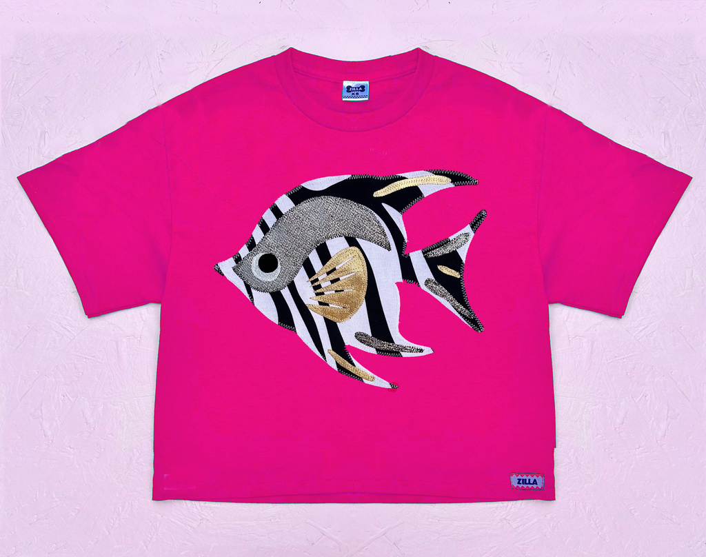 'Angel Delight' Boxy Tee - Pink and Mono