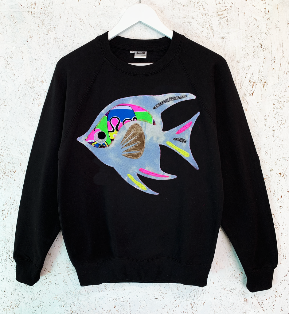 'Angel Delight' Sweat - Black and Denim