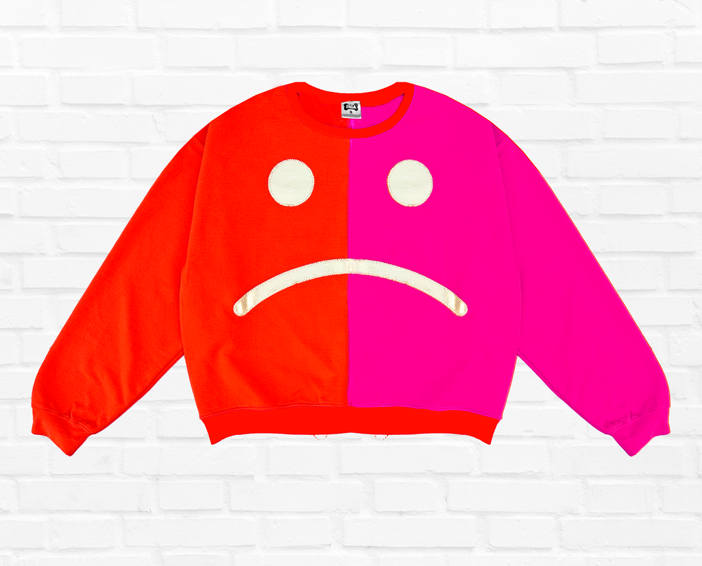 (376) 2nd - Size S - Sad Sack Sweatshirt- Pink and Orange