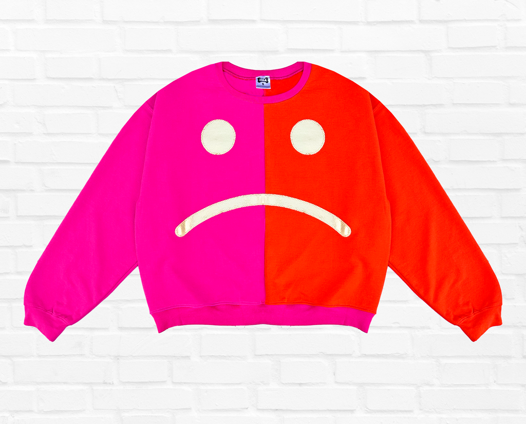 (376) 2nd - Size S - Sad Sack Sweatshirt- Pink and Orange