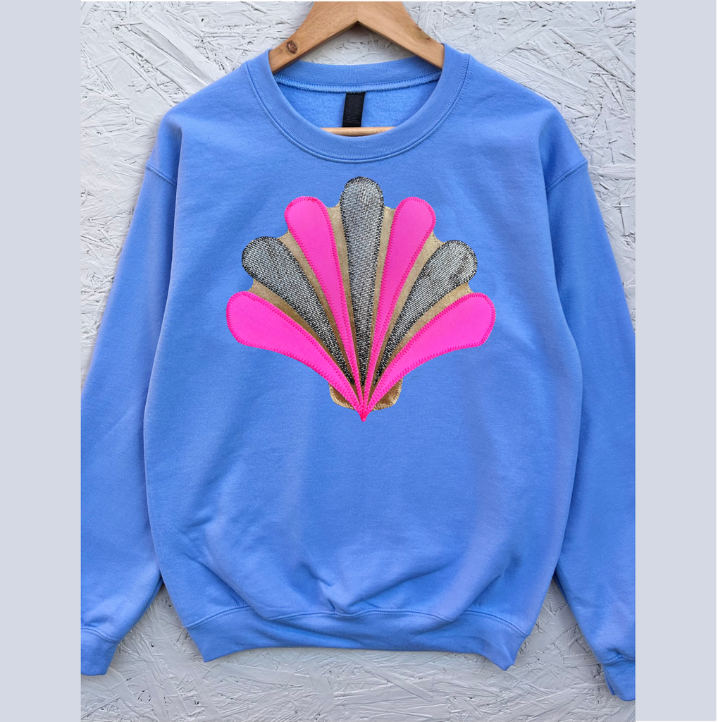 'Shell Shock' Unisex Sweat - Powder Blue and Neon