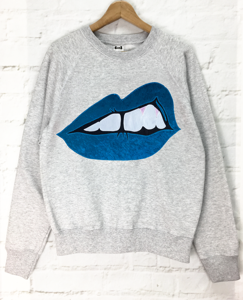 Bite Back Sweatshirt - Grey and Teal - just XS left