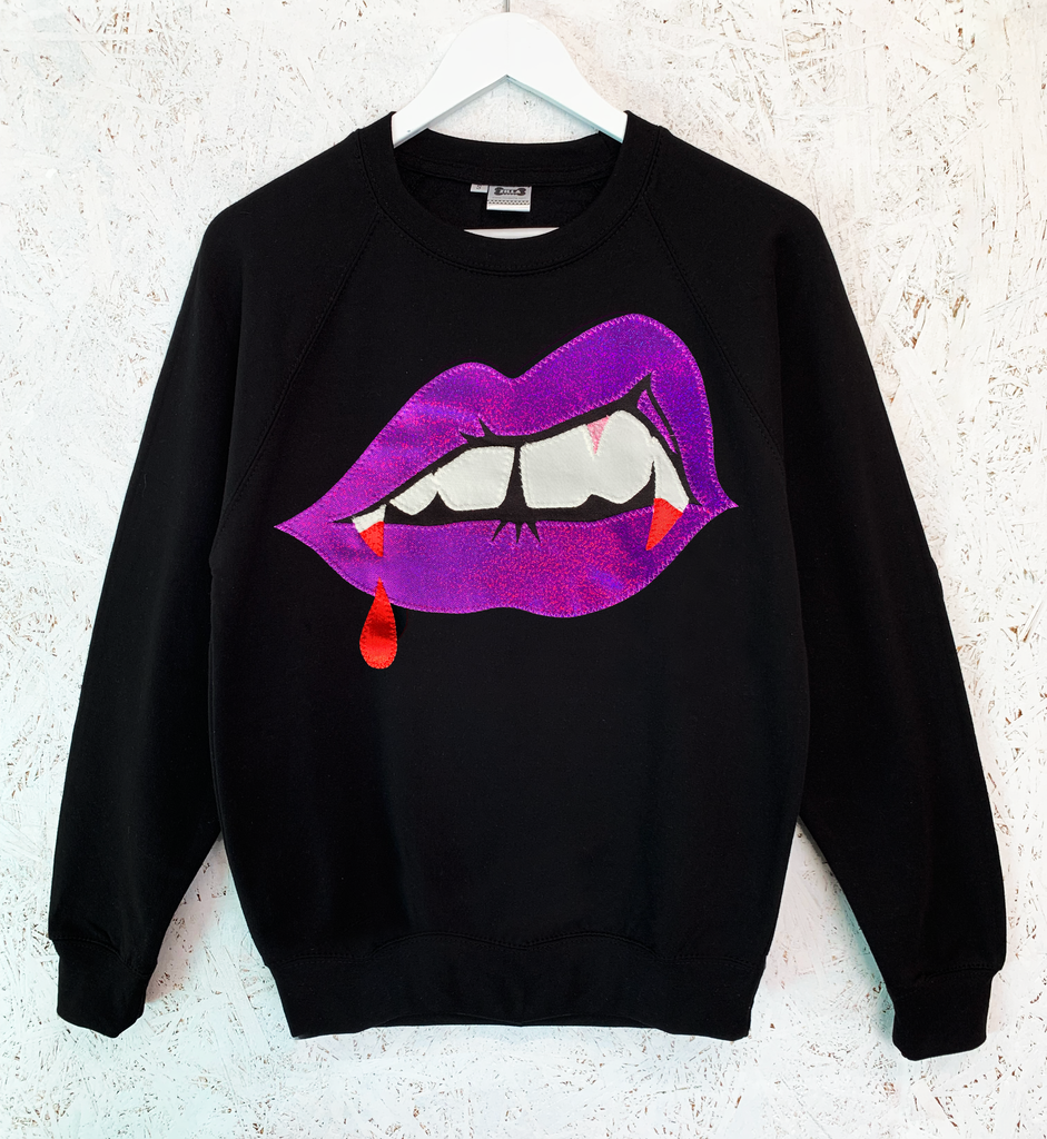 Bite Me - Iridescent Purple on Black - just size S left